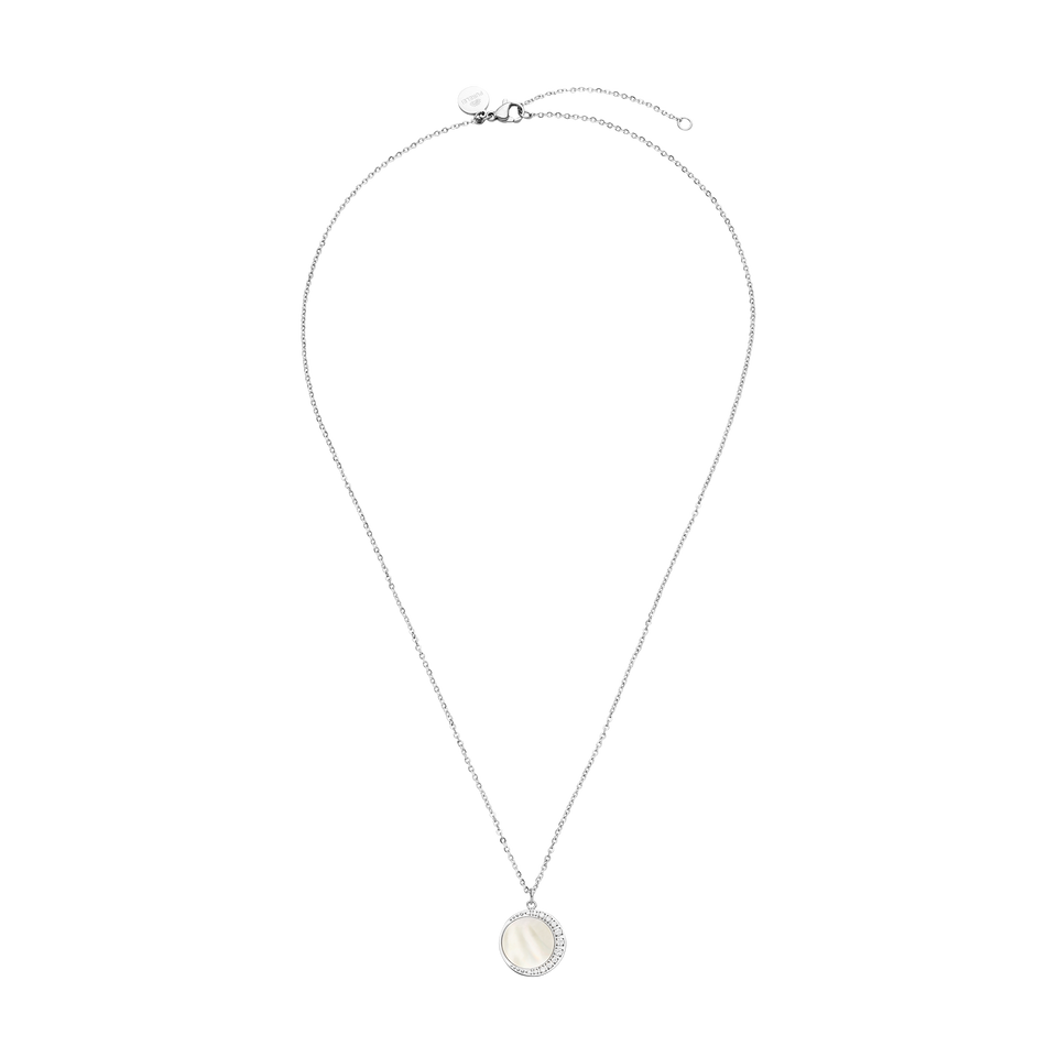 Silberne Kette mit runder Muschel-Anhänger von PURELEI, elegant und zeitlos.