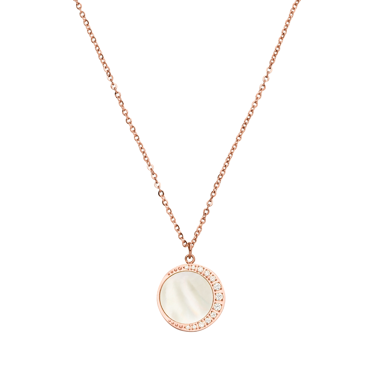 Roségoldene Kette mit Muschel-Anhänger und funkelnden Details von PURELEI.
