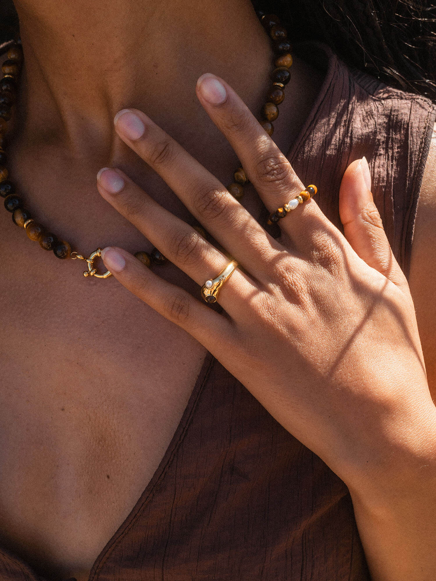 Tiger‘s Eye Pearl Ring