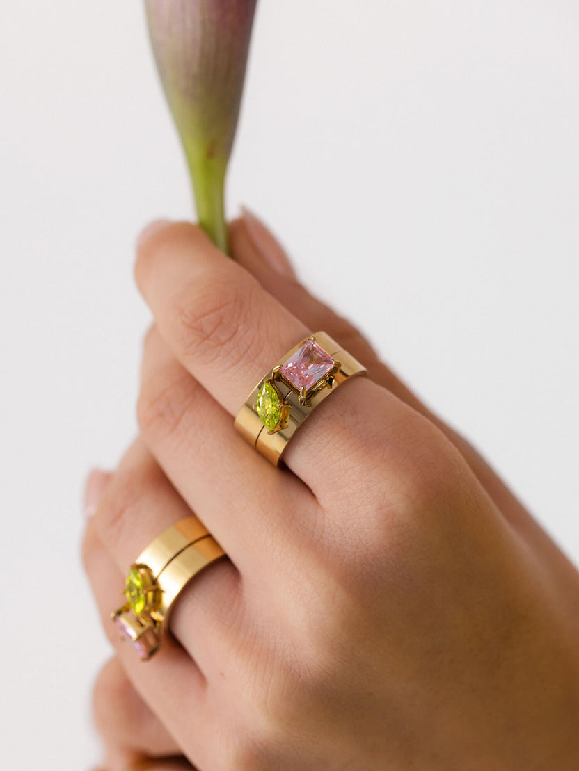 Bold Gem Ring Set