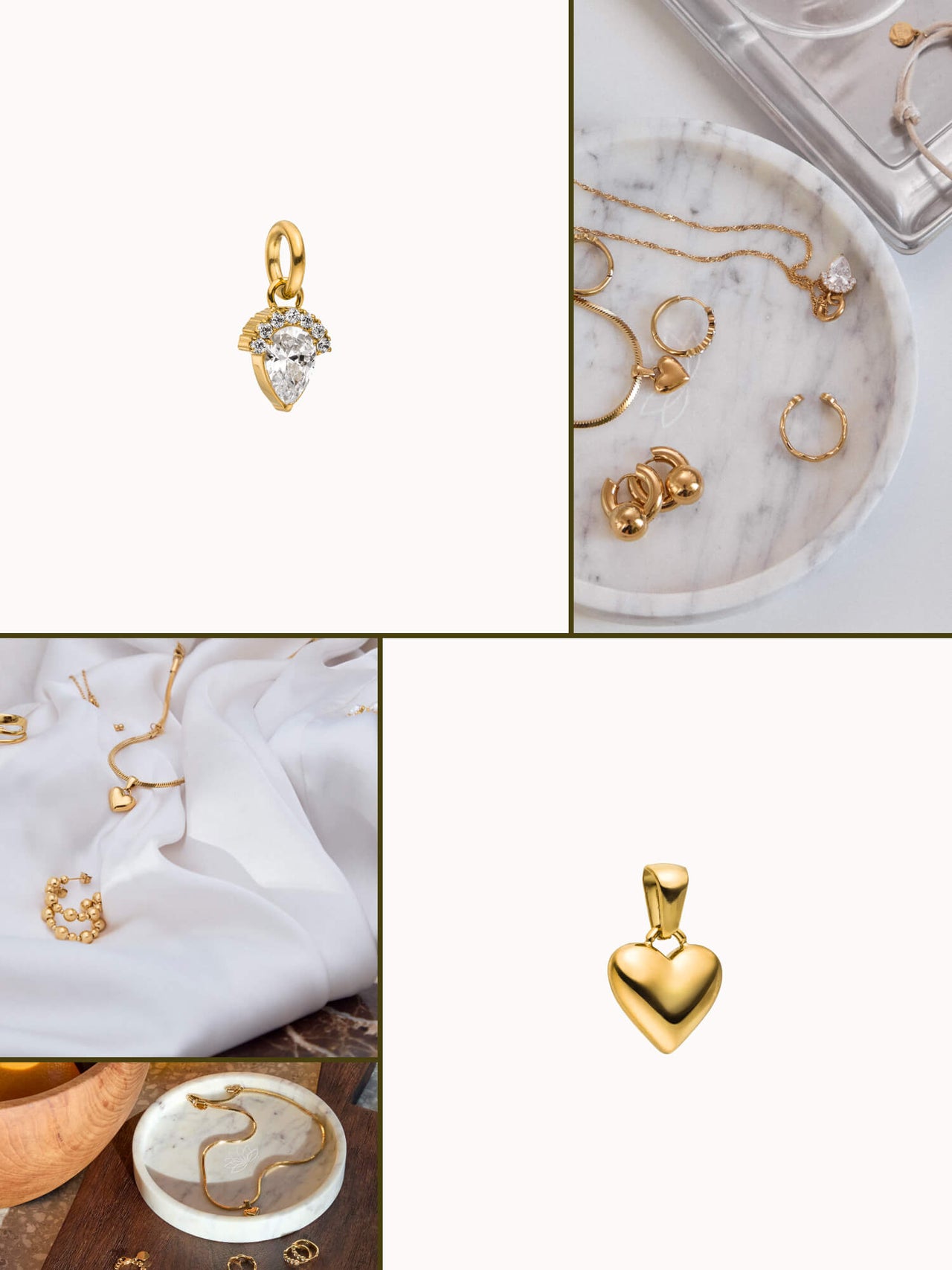 Goldener Herz-Anhänger mit glänzender Oberfläche, inspiriert von PURELEI.