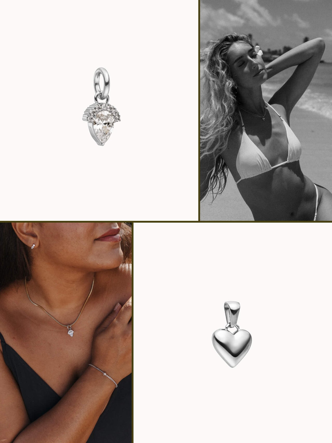 Silberner Herz-Anhänger von PURELEI, elegant und zeitlos, strahlt feminine Leichtigkeit aus.