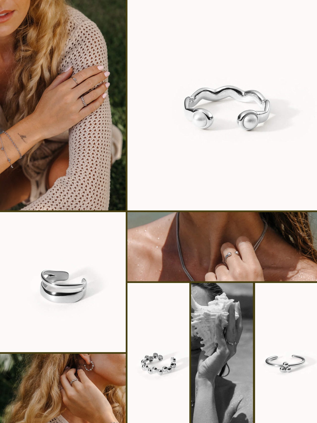 Silberner Ring mit Wellenstruktur von PURELEI, elegant und modern, inspiriert von der Natur.