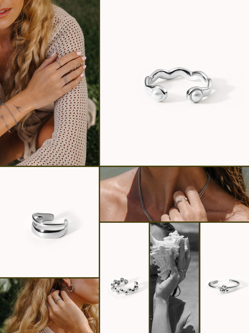 Silberner Ring mit Wellenstruktur von PURELEI, elegant und modern, inspiriert von der Natur.