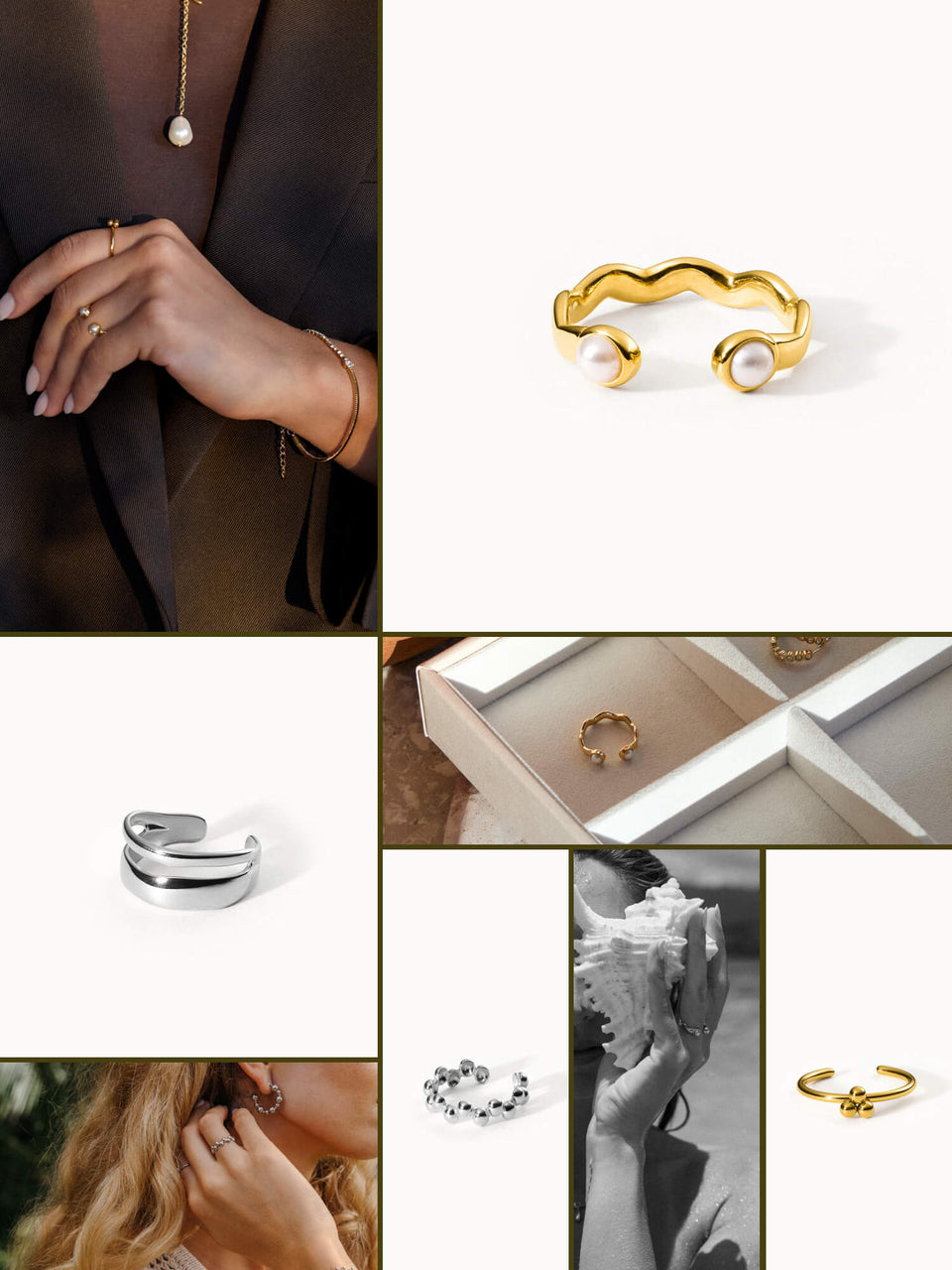 Goldenes Armband mit Muschel-Details, elegant und feminin, inspiriert von PURELEI.