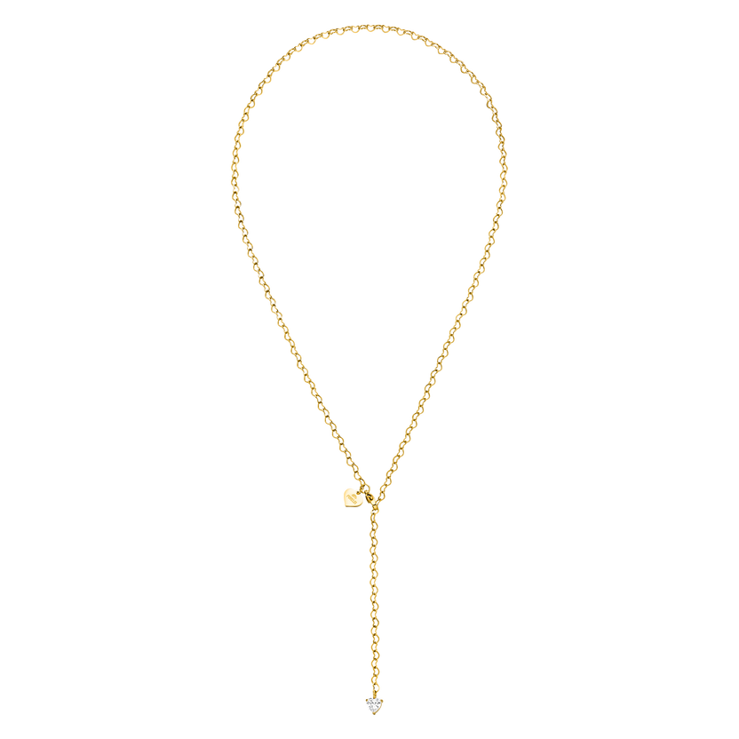 Goldene Kette mit Herzanhänger und funkelndem Detail von PURELEI, elegant und feminin.