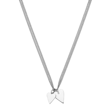 Silberne Kette mit zwei herzförmigen Anhängern von PURELEI, elegant und modern.