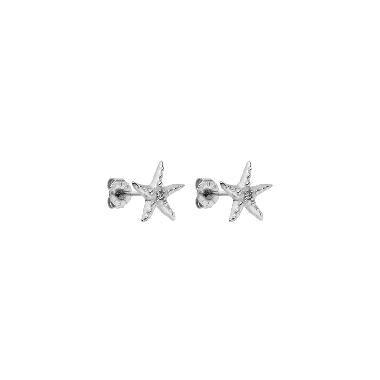 PURELEI Aloha Starfish Ohrringe aus nickelfreiem, silbernem Edelstahl mit Zirkonia, inspiriert von tropischer Leichtigkeit.