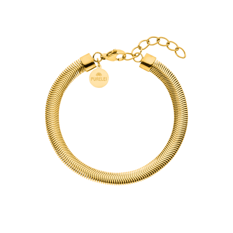Goldenes Armband mit geschwungenem Design, elegant und modern, von PURELEI.