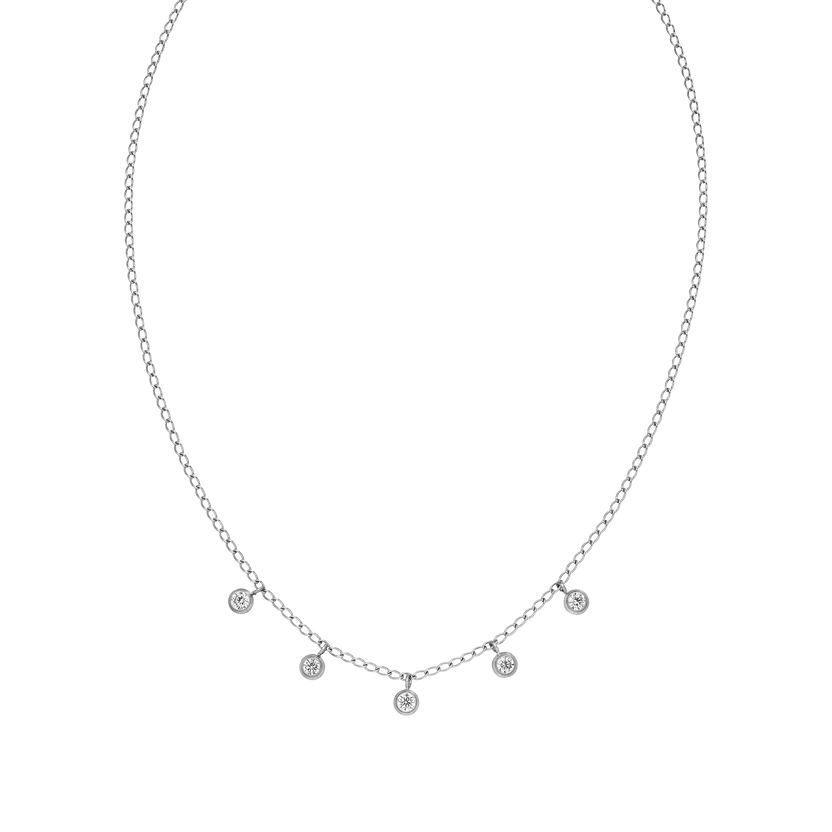 Silberne Kette mit funkelnden Anhängern, elegant und modern, von PURELEI.