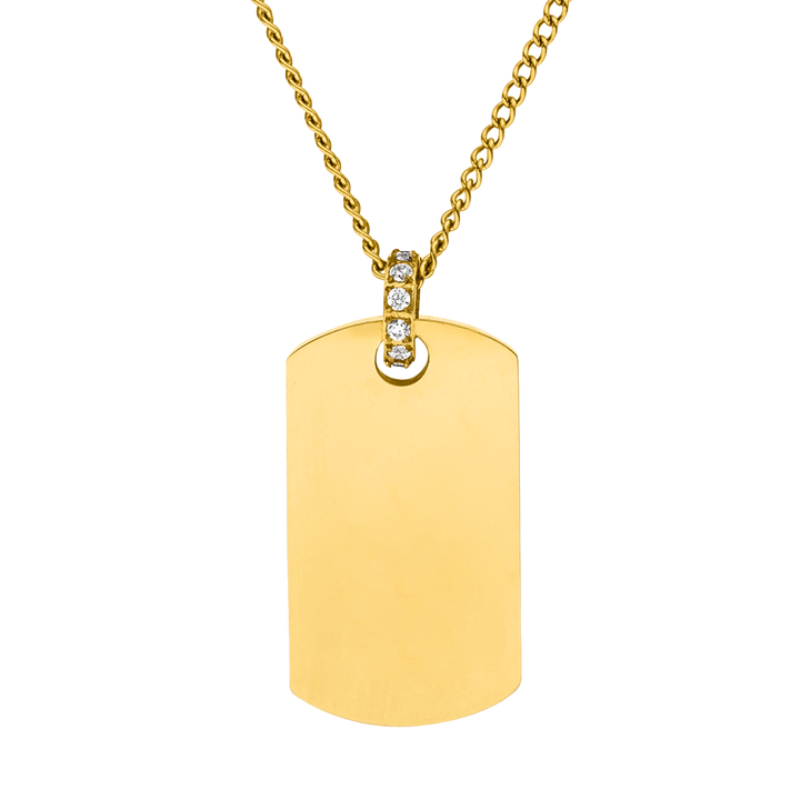 Plate Charm Kette von PURELEI in 18K Gold mit Zirkonia besetzt, elegant und nickelfrei für feminine Aloha-Vibes.