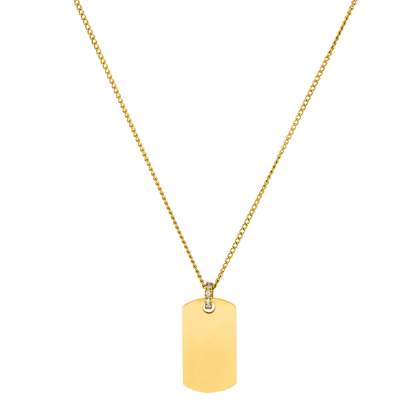 Plate Charm Kette von PURELEI aus 18K vergoldetem Edelstahl mit Zirkonia, elegant und nickelfrei für jeden Tag.
