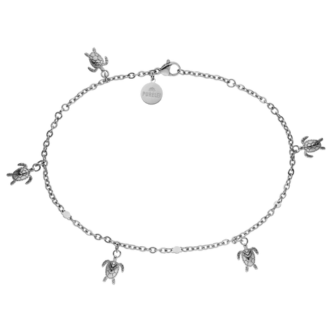 Silbernes Armband mit Schildkröten-Anhängern, inspiriert von der Meereswelt – PURELEI.