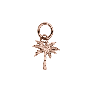 Rosévergoldeter Palmtree Charm aus Edelstahl von PURELEI, detailed Palmenanhänger, clean & elegant gestaltet.