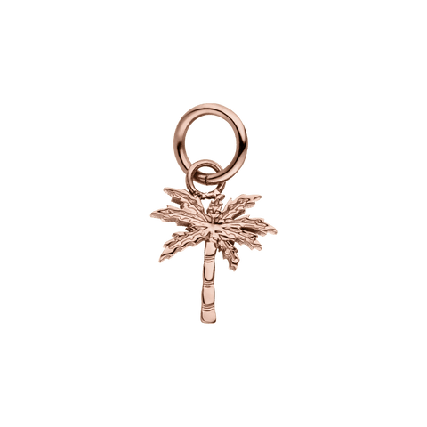 Rosévergoldeter Palmtree Charm aus Edelstahl von PURELEI, detailed Palmenanhänger, clean & elegant gestaltet.