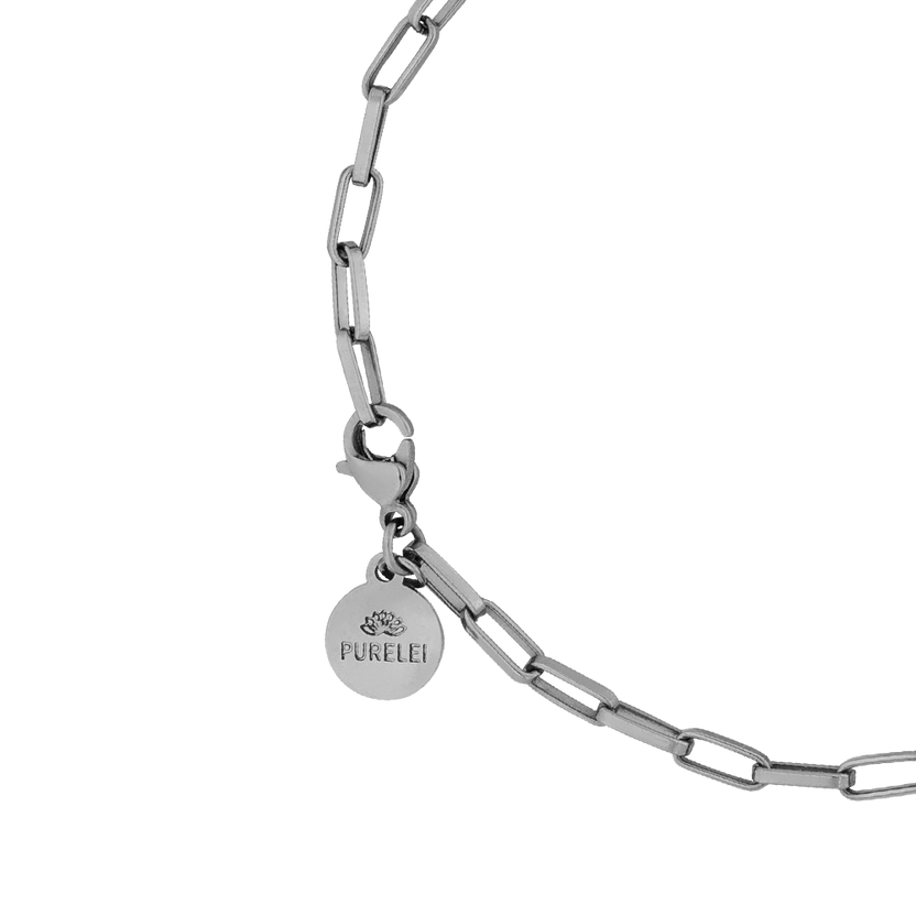 PURELEI Waina Armband aus nickelfreiem Silber mit feiner Gliederkette, elegant und zeitlos am Handgelenk.