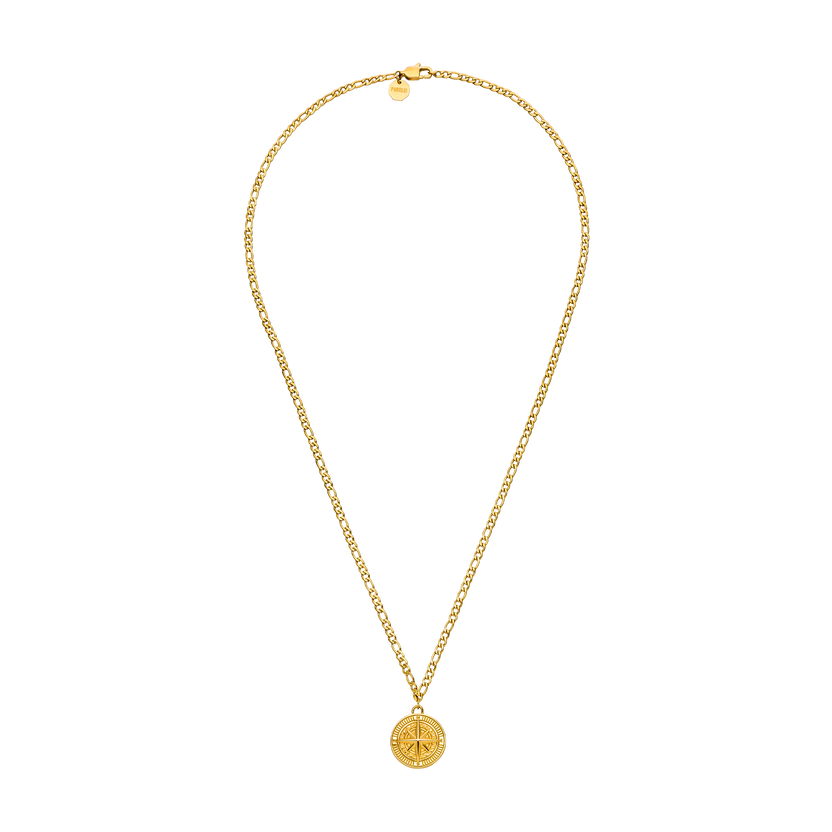 Goldene Kette mit Kompass-Anhänger von PURELEI, elegant und zeitlos.