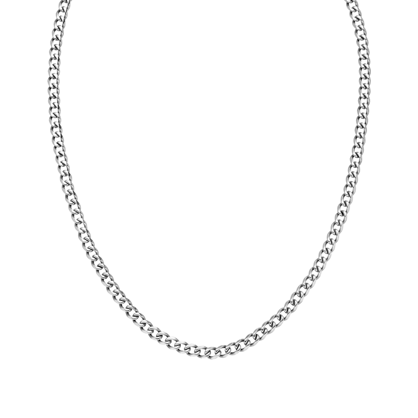 Silberne Kette von PURELEI mit glänzenden Gliedern, elegant und modern.