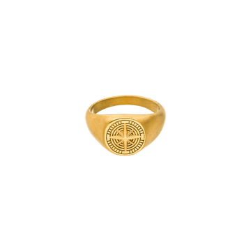 Goldener Ring mit Kompassmotiv von PURELEI, elegant und zeitlos.