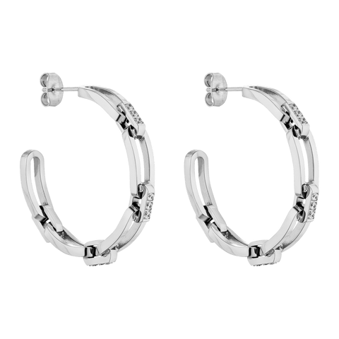 Silberne PURELEI Always Ohrringe mit Ketten-Glieder-Design, Zirkonia-Steinen, elegant und nickelfrei.