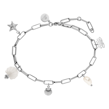 Silberne Kette mit Muschel- und Sternanhängern, inspiriert von PURELEI.