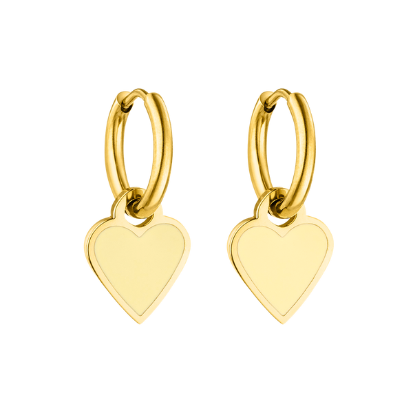 Lemon Heart Ohrringe von PURELEI, vergoldete Edelstahl-Creolen mit zitronengelbem Herzanhänger, elegant und feminin.