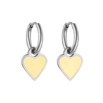 Lemon Heart Ohrringe von PURELEI mit zitronengelbem Herz an silbernen Creolen, elegant und feminin.